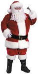 Plush Premium Santa Adult Costume (Plus Size) - Trimmed with rich fake rabbit fur. Includes: jacket with zipper front and belt loops, pants with side pockets, hat, belt, boot tops and deluxe gloves with snap. Elastic waist.  Fits chest sizes 50-54.