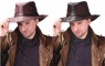 Fedora Hat - Used leather-look hat with band an sewn edge gives these polyester and foam hats the best look possible.  One size fits most.