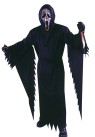 Includes bleeding mask with heart pump, hooded robe, belt, gloves and liquid blood. Blood is contained in plastic mask. Fits up to size 12.