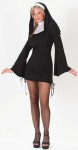 Mini dress with lace up sides, long drop sleeves and traditional nun habit. 