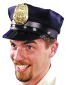 Adult Police Hat - Cotton twill hat with shiny vinyl bill and realistic gold colored plastic Police badge attached. Adjustable - one size fits all.      