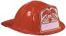 Plastic helmet with fire chief sticker on front. Adjustable headband inside of helmet. 12in high, 9in wide and 4.5in tall. Brim measures 3/4 inch front, 1 1/2 inches side, and 2 1/2 inches back.
