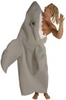 One piece Polyfoam costume gives the appearance of you being lunch for one hungry shark. Fits most adult sizes.