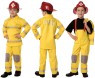 Fireman Child Costume - Pants with attached suspenders, jacket and fire helmet.
