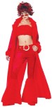 Devil Demonica Club Teen Costume - Fur tube top, velvet pants with fur bell-bottoms, belt, velvet coat with fur accents and devil horn headpiece.