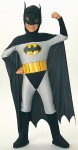 Your child can now be the Caped Crusader. Includes: Headpiece, cape, jumpsuit with attached boot tops and belt. *Batman and Robin Trademark and Copyright DC Comics. 