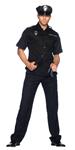 Cop Male Costume Includes- Vinyl hat, button front shirt, handcuffs and baton.