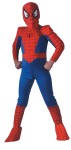 Spiderman Comic Deluxe Child Costume - Comes with stretch nylon bodysuit, foam hood, boot tops and muscle chest padding. Traditional black web detailing around arms, 