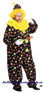 NEON DOTTED CLOWN ADULT COSTUME