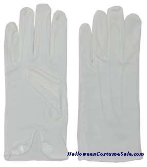 ADULT COTTON GLOVES WITH SNAP WHITE