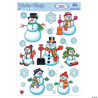 Snowman And Snowflake Window Clings