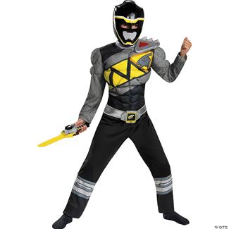 Boys Black Ranger Muscle Dino Charge Costume