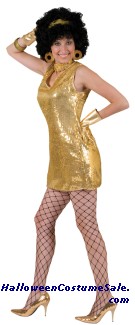 DISCO GOLD DRESS WITH CHOKER ADULT COSTUME