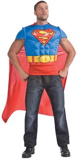 SUPERMAN MUSCLE SHIRT CAPE ADULT COSTUME
