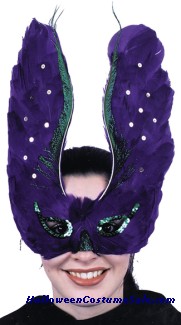 MASK, FEATHER PURPLE W/SEQUIN