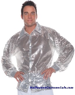 SILVER SEQUIN SHIRT ADULT COSTUME