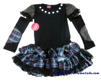 MONSTER HIGH DRESS BLACK WITH BLUE PLAID CHILD COSTUME