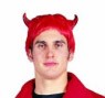 Devil wig with horns.