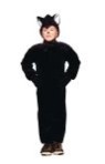Black cat plush child costume includes jumpsuit &amp; hood. Also available in Toddler size: <A href="/BLACK-CAT-PLUSH-COSTUME-Grp-123Z70072-Toddler.aspx">Z70072-Toddler</A>.