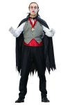 Vampire costume includes vest, cape &amp; sash.