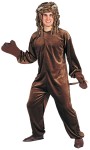 Adult Brown bear-velvet costume includes jumpsuit (Wig sold separately). FITS MAN SIZE 36-38