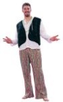 60s Male Hippie costume includes fur vest &amp; bell bottom pants (blouse not included).