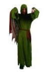 Zombie costume includes hooded robe with attached drape and sash (Crinkle fabric).