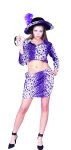 Pimpette costume includes purple leopart printed top, skirt and hat (velvet).