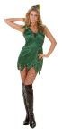 Elfie costume includes velvet lace up dress with collar and hat.