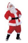 Santa Suit Velour costume - Be Santa Claus with this full costume set! Made out of super velvet. Costume includes jacket with zipper, pants, boot tops, belt and a santa hat.
