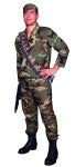 Camouflage Commando costume includes jacket, pants and hat.