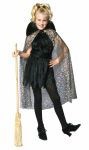 Glamor Witch costume includes dress, glitter cape with collar.