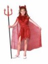 Glamor Devil costume includes dress, lace cape w/collar &amp; sequin horns.