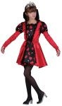Queen Of Hearts Costume includes sleek dress wih petticoat skirt, stand up collar &amp; zip closure on back. Crown excluded.