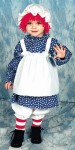 Raggedy Ann Child Costume - Includes dress/apron one-piece costume, and striped stockings. Hat with attached wig also included.