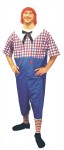 Raggedy Andy Adult Costume (Plus Size) - Includes Pant/Shirt style costume, and striped stockings.  Hat with attached wig also included. Will fit men up to size 48.