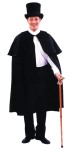 Dickens Cape - A very dressy black long polyester cape that ties at the neck. Has a short cape-style collar around shoulders. Excellent quality. This is a classic Charles Dickens fashion. One size fits most.