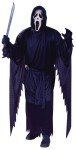Scream Adult Costume - The costume from the movie Scream includes Black polyester robe with long jagged-edged sleeves and attached hood. White vinyl face mask with comfortable elastic strap included. One size fits most men between 5 6" and 6 tall, 140 to 200 lbs. Waist size 25" to 38", chest size 33" to 45". Also available in Plus Size:&nbsp;<a href="/SCREAM-COSTUME-Grp-123AA158XL.aspx">AA158XL</a>.<br><br>(c) Fun World Div., Easter Unlimited, Inc. 1993. All Rights Reserved. As seen in the motion picture Scream is (c) Miramax Film Corp., 1997. All Rights Reserved. 