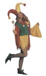 Kings Jester Adult Costume - Bright, multi-colored jester has elastic waist with jagged hem and full sleeves. Matching hat and collar are accented with pom-pons. One size fits most. This is a unisex costume, can be used by both men and women.