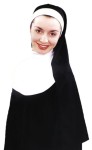 Nun Kit - Black knit headpiece with white collar. Can be worn with any black robe.