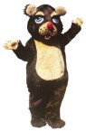 Barnaby Bear Mascot Adult Costume - Brown acrylic faux fur jumpsuit with matching mitts, feet, and oversized head. One size fits most adults.