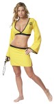Naughty Ninja Adult Costume - Costume includes: criss-cross low cut top with full sleves with black trim and matching double slit mini skirt.