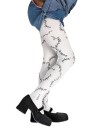 Child wite pantyhose with black sewn up sutures all over.  Child size