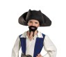 Disney Pirate Hat w/ Mustache/Goatee - Quality pirate hat with bead detailing, moustache and goatee. Child size.