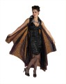 Full Cape (Black/Purple) - 58 inches. Gothic style translucent web detailed cape with collar and vinyl closure. Made of 100% Polyester. Fits most adults.