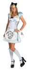 Alice Adult Costume - Includes satin-like dress with apron, knee-high stockings, headband, and "drink me" wrist tag. 
