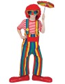 Striped Clown Overalls Child Costume - Multi colored overalls with large button design and suspenders attached.