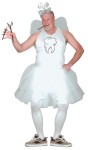 Tooth Fairy Adult Costume - You wouldnt want htis tooth fairy anywhere near you! Imprinted tooth tank top, shorts, tutu, headpiece and wings. Cigar and pliers not included.  Fits up to 200 lbs std size. Also available in Plus Size:&nbsp;<a href="/tooth-fairy-costume-plus-size-grp-123fw110145.aspx">fw110145</a>.