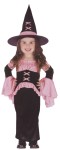 Pretty Witch Toddler Costume - Includes long dress with bell sleeves, waist cinch with peplum, and witch hat. 