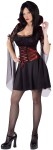 Twilight Vampiress Adult Costume - Includes dress with red metallic ribbon accents and matching attached vampire collar. 